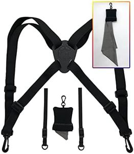 GAIARENA Binocular Harness, Adjustable Binocular Strap, Cross Bino Harness for Hunting Hiking Birding with Lens Cleaning Cloth, Binocular Chest Harness for Binoculars, Camera and Rangefinders Black