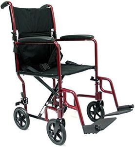 Karman Healthcare LT-2019-BL Folding Aluminum Transport Chair with Removable Footrests, Blue, 19 Inches Seat Width