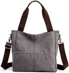 Women's Canvas Shoulder Bags Tote Purses Satchel Work Shopping Crossbody Bag (Grey)