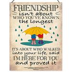 Dorothy Spring Gift Friendship Isn't About Who You've Known The Longest Saying Wall Metal Sign & Plaque with Message for Friend, Quote for Bestie Present Wall Decoration, Keepsake 15x20cm