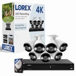 Lorex Fusion 4K Security Camera System with 4TB NVR – 16 Channel PoE Wired Home Security System with 7 Bullet IP Cameras – Active Deterrence, Smart Motion Detection, Color Night Vision (White)