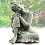 livelyfish Mini Buddha Statue Meditating Natural Sandstone Buda Sculptures Ornament for 10 Gallon & Under Fish Tanks, Aquarium Decorations Zen Garden Bonsai Decor, Gifts,A2