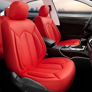 FREESOO Car Seat Covers Full Set, Breathable Faux Leather Seat Covers for Cars, Automotive Universal Seat Cover Protector Fit for Most Sedan SUV Pick-up Truck(Red)