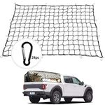 Trailer Truck Bed Cargo Net 4'x6' Stretches to 8'x12', Small 4”x4” Mesh Holds Small and Large Loads Tighter with 24pcs Aluminium Hooks