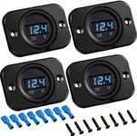 Frienda 4 Pieces Dc 12v 24v Voltage Meter LED Digital Car Voltmeter Vehicle Voltage Gauge Waterproof Voltmeter Panel and Mounting Plate with Terminals for Boat Vehicle Motorcycle Truck ATV Utv(Blue)