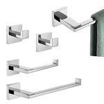 KOKOSIRI 5-Piece Bathroom Hardware Set Bath Accessories, 24'' Towel Bar 9'' Towel Holder Toilet Paper Holder Robe Hooks Polished Chrome Stainless Steel B12A5-CH