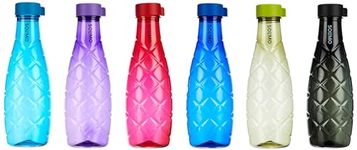 Amazon Brand - Solimo 1 Lt Water Bottle | Multicolor | Set Of 6 (Xing) - Polyethylene Terephthalate