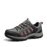 NORTIV 8 Men's Waterproof Hiking Shoes Leather Low-Top Hiking Shoes for Outdoor Trailing Trekking Camping Walking,Size 12,Black/Dark/Grey/Orange,Quest-1