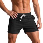 Men's 3 Inch Running Shorts Gym Training Bodybuilding Shorts Breathable Cotton Sports Shorts Black L