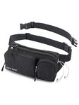 DOCOSS-Versatile Fanny Pack for Men,Women Waterproof Waist Bag,Premium Stitching Travel Pouch,Money Side Bag and Passport Holder with Extra Belt Pouch for Travel (Black)