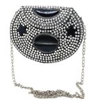 Trend Overseas Silver metal Beaded Ethnic purse Girls Bridal Bag cross body bag for women/Girl party clutch Metal clutches Vintage Brass (Black Arylic Stone)