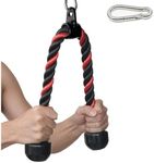 Tricep Rope 27 & 36 inches 2 Colors Fitness Attachment Cable Machine Pulldown Heavy Duty Coated Nylon Rope with Solid Rubber Ends, Black&Orange