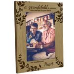 CREATCABIN Grandparents Picture Frame Wood Photo Frames Engraved Display 4x6 Tabletop Frame for Hanging Wall Home Gifts Desk-A Grandchild is Someone Who Reaches for Your Hand but Touches Your Heart