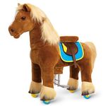 PonyCycle Brown Horse Ride On Toy, Size 4 for Age 4-7, Premium Model X, Mechanical Walking Horse with Brake (Unisex-Kids, Boys, Children's Toy)