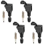 BDFHYK Ignition Coil Pack UF491 and Iridium Spark Plugs 12578224 Compatible with Buick Chevrolet GMC Pontiac Saab Saturn 2.0L 2.2L 2.4L L4, Sets of 4