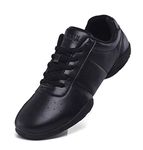 Lnafan Women’s Girls’ Lace-Up Gym Sport Aerobics Cheerleading Dance Shoes Training Sneakers, Black, Medium