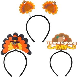 3pcs Thanksgiving Turkey Headbands Turkey Hat Head Boppers for Halloween Cosplay Costume Birthday Party Favor