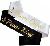 LXYXUUN 2 Pack Prom King and Prom Queen Sashes, Gold Foil Letter Satin Prom Sashes for Graduation Prom Party School Cosplay 80s Favors Graduated Supplies