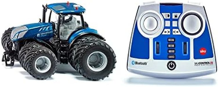siku 6739, Trattore New Holland T7.315, 1:32, Blu, Metallo e Plastica, Telecomandato, Incluso Telecomando Bluetooth, Con Pneumatici Doppi Rimovibili, Possibile Controllo tramite App