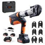 VEVOR Pro Press Tool, 18V Electric Pipe Crimping Tool for 1/2" to 2" Copper Pipes, 360° Rotation Automatic Crimper with Brushless Motor & 6 Pro Press Jaws