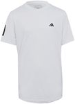 adidas Boys' Club Tennis 3-Stripes T-Shirt, White, X-Large