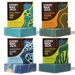 Every Man Jack Cold Processed Mens Bar Soap Variety Pack - Deeply Cleans & Hydrates w/Naturally Derived Ingredients - Pacific Dive, Glacier Bay, Tahoe Blue, Yosemite Falls, Variety Pack (4 Pack)