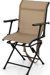 Tangkula 360-Degree Hunting Swivel Chair, Ground Blind Chairs w/Armrest & Mesh Back, Foldable Hunting Chairs w/Non-Slip Foot Pads & Steel Frame, Portable Hunting Seats for Camping, Hunting, Fishing