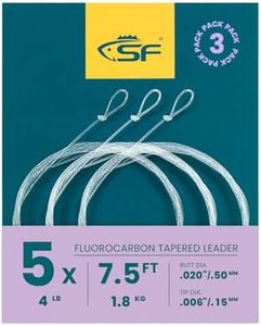 SF 3 Packs Pre-Tied Loop Fly Fishing Tapered Leader Fluorocarbon 7.5FT 5X