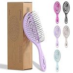 Ninabella Mini Detangling Hair Brush for Women & Men - Does not Pull, Removes Tangles, Brushes for Straight, Curly & Wet Hair - Unique Spiral Detangle Brush -Perfect for on the go, Lilac