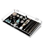 MOOCA Acrylic Rectangular Marketing Holder Locking Security Showcase Safe Box Display Tray Perfect for Watches Jewelry Collector Knives with a Key and a Black Padding, 1) Regular W/Velvet Pad, 14