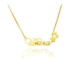 Artisans Crafted RoiDes Arts Women's Brass Metal Silver, Gold, Rose Gold, Rhodium Plated Name Necklace (Star Style, Yellow)