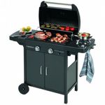 CAMPINGAZ 2 Series Classic EXS Vario Gas Barbecue with 2 Burners, 7.5kW Power, Cast Iron Grill and Griddle, 1 Side Table, 10 Litres, Black/Grey