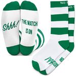 Football Fan Lounge Socks - Great Gift For Football Fans - 'Shhh! The Match Is On' (White/Green)