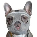 BARKLESS French Bulldog Muzzle, Short Snout Dog Muzzle with Breathable Mesh for Shih Tzu and Pug, Mask Frenchie Muzzle for Biting Chewing Licking, Ideal for Grooming Vet Visits (XXS, Grey)