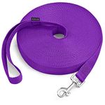 PETESCORT 15ft 20ft 30ft 50ft Long Lead-Training Leash/Long Line Dog Leash Great for Dog/Puppy Training,Play,Extra Long Dog Leash(30 Feet,Purpule)