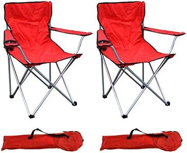 Mojawo Lot de 2 chaises pliantes pour la pêche/le camping avec porte-gobelet et sac de transport - Charge maximale :120 kg - Rouge