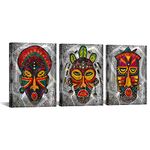 LevvArts African Art Wall Decor Ethnic Ancient African Masks Painting Vintage Africa Tribal Picture Prints for Bedroom Living Room Decorations Easy to Hang (Small)