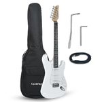 Kadence STWH Tennessee 39" Electric Guitar (Strat-Style/S-Style) | Solid Poplar Wood Body, Maple Neck | SSS Single-Coil, 5-Way Switch | Tremolo+Gig Bag+Cable| Matte White