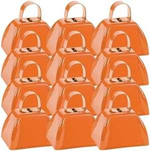 Orange Cowbells, Set of 12 - For Sporting Events, School Spirit and Party Noisemakers