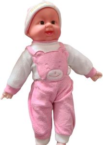 DHARMISHO Happy Baby Laughing Musical Boy Doll A Wonderful Present for Kids, Girls,& Boys, The with Touch Sensors and Sound is Made by India. Baby Boy Doll | Size: 40 H by 25 L by 13 W C.M-a (Pink)