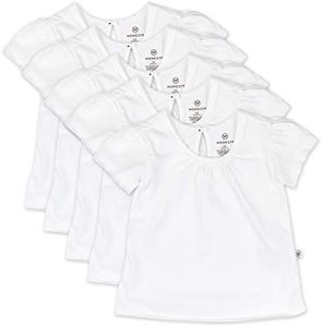 HonestBaby Multipack Short Sleeve T-Shirt Tee 100% Organic Cotton Infant Baby, Toddler, Little Kids Boys, Girls, Unisex, 5-Pack Bright White (Puff Sleeve), 6-9 Months