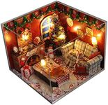 Flever Dollhouse Miniature DIY House Kit Creative Room with Furniture and Glass Cover for Romantic Artwork Gift(Christmas of Eve)