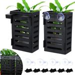 VAYINATO 2 Pcs Black Hanging Water Plant Holder (Box Type) Pot For Aquarium Fish Tank, Aquaponics And Hydroponics With Hooks And Suction Cups For Easy Installation By Petzlifeworld