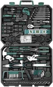 DEKOPRO Tool Set: 228 Piece Home Tool Kit, Household Basic Repair Tool Set Comes with Storage ToolBox, Socket Wrench Set for Car, Hand Tool Box Set for Home - Green