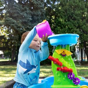 Step2 Rain Showers Splash Pond Water Table – 13-Piece Kids Outdoor Sensory Toy, Blue & Green