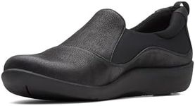 Clarks Women's Sillian Paz Slip-On Loafer, Black Synthetic Nubuck, 7.5 US Wide