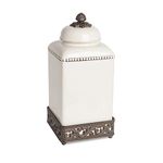 GG Collection Ceramic Canister with Metal Base - Cream