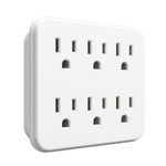 Stanley 30346 6-Outlet Wall Tap with Grounded 6-Outlet Wall Adapter, White