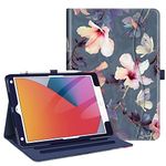 Fintie Case for iPad 9th / 8th / 7th Generation (2021/2020/2019) 10.2 Inch - [Corner Protection] Multi-Angle Viewing Stand Cover with Pocket & Pencil Holder, Auto Wake Sleep, Blooming Hibiscus