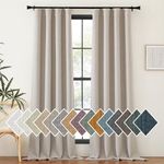 NICETOWN Faux Linen Living Room Curtains 96 inches Long, Dual Rod Pockets & Hook Belt Room Darkening Window Treatments Thermal Insulated Light Blocking for Bedroom, Angora, W52 x L96, 2 Pieces